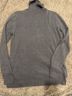 Joseph Metallic Gray Turtleneck Sweater NWOT